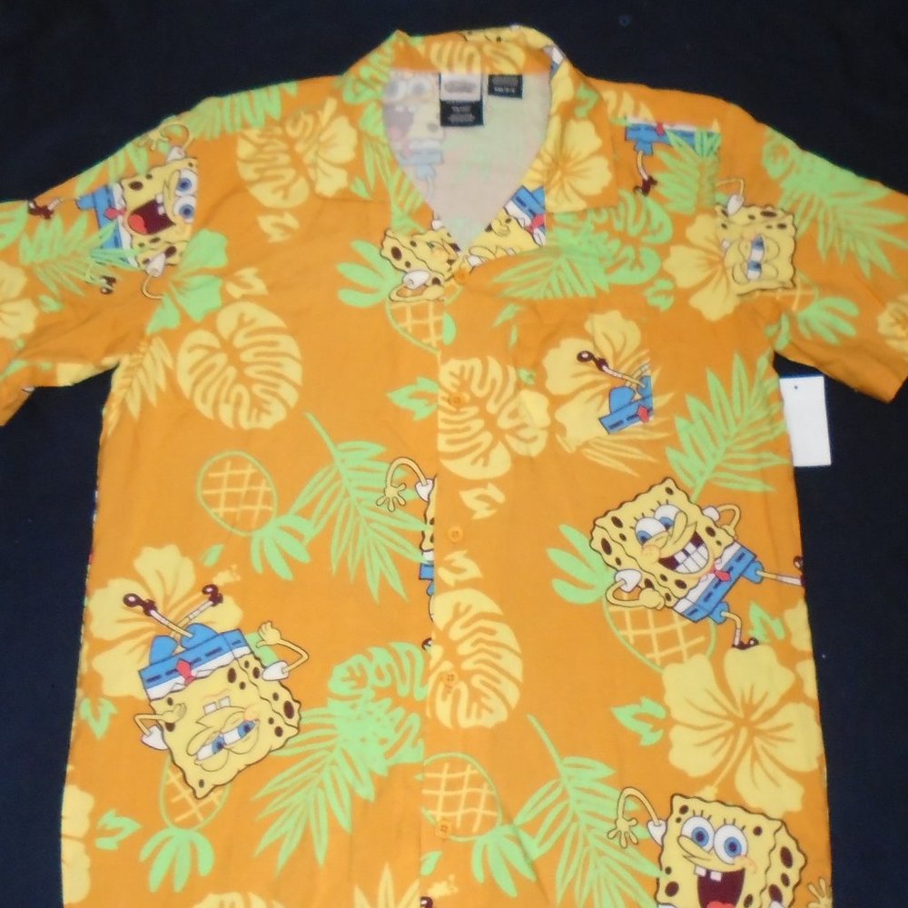 SpongeBob SquarePants Hawaiian Print Button-Front Shirt Size Small ( 34-36)